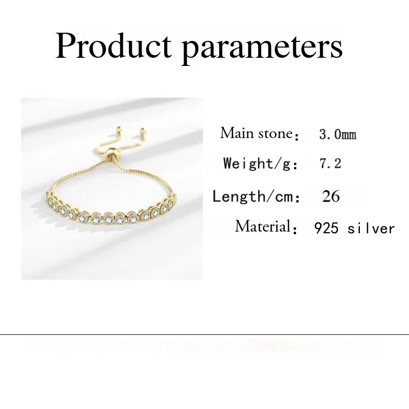 

18K gold coating. Hip-hop jewelry crystal tennis bracelet, with adjustable design. Suitable for fashionable jewelry for ladies.