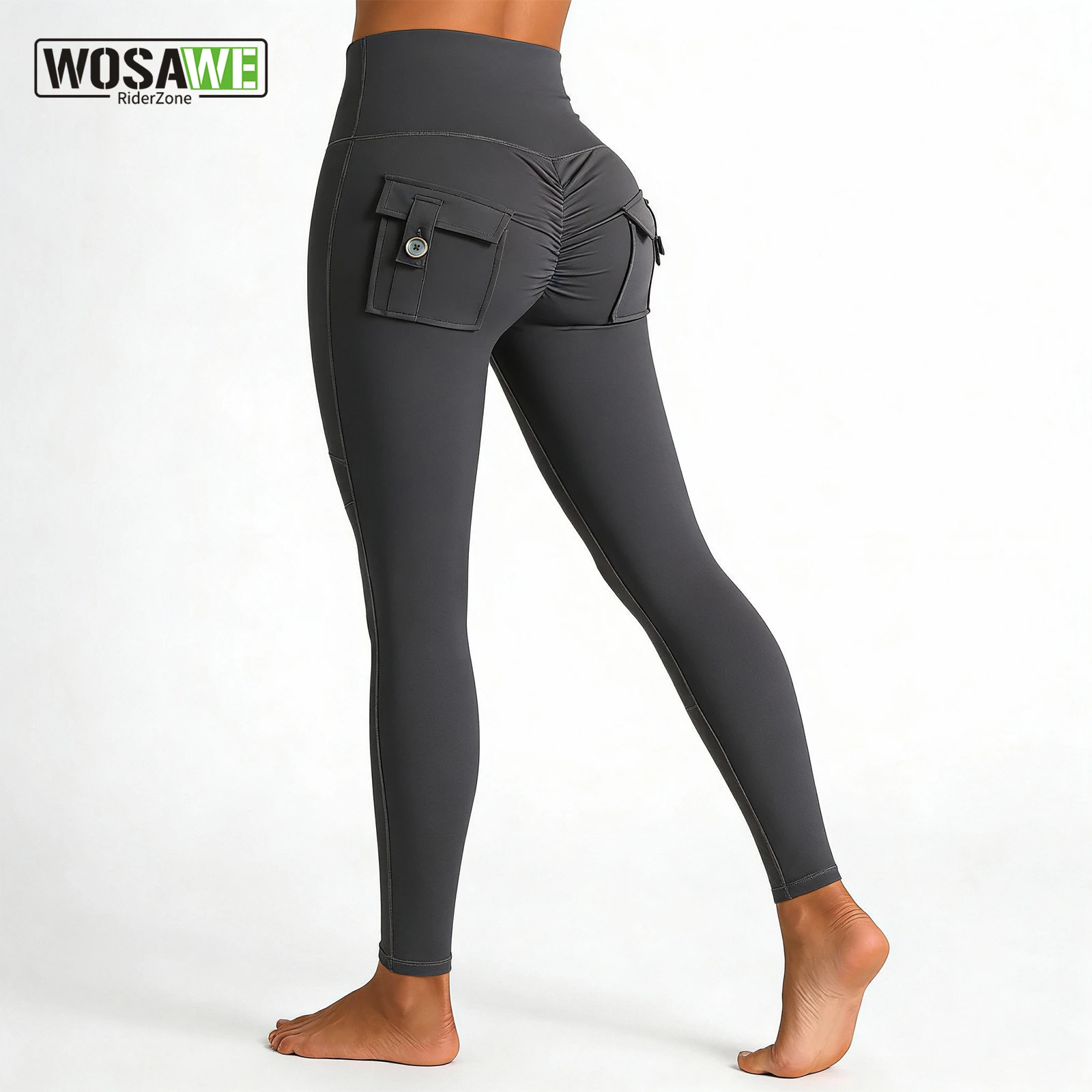 

WOSAWE Women's Motorcycle Yoga Leggings Butt Lifting Cargo Fitness Gym Pants Comfort Fit Pocket Design