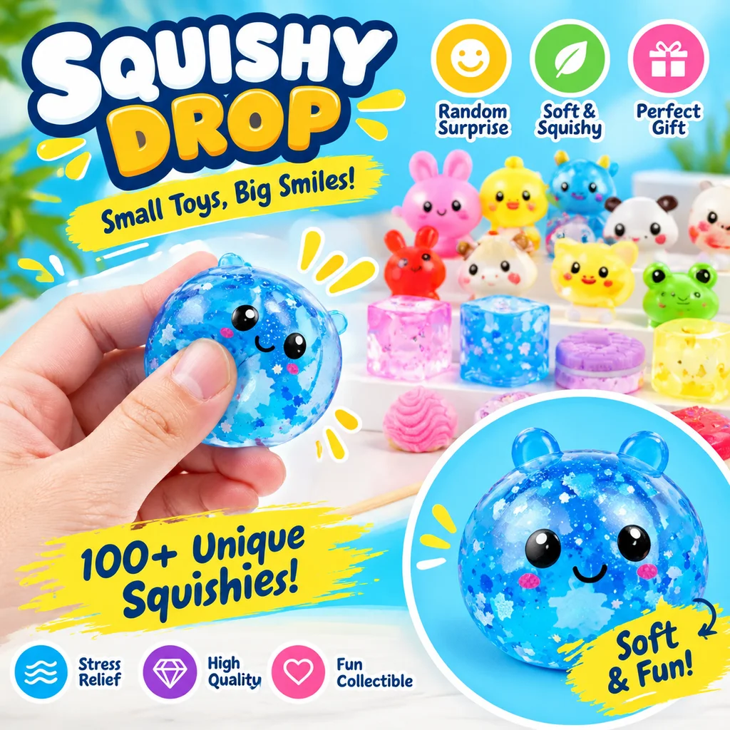 Rainbow Squishy Squeeze Sensory Fidget Toy Stress Anxiety Relief Cute Mystery Blind Box Surprise Pack Gift for Teens Adults