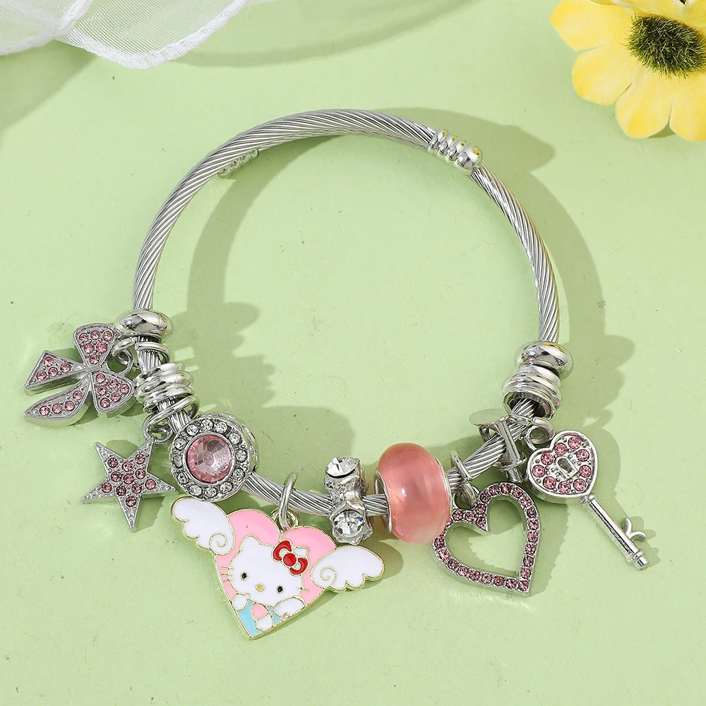 Multi-style anime  Japanese fashion cute ins Hello Kitty DIY beaded bracelet images - 6