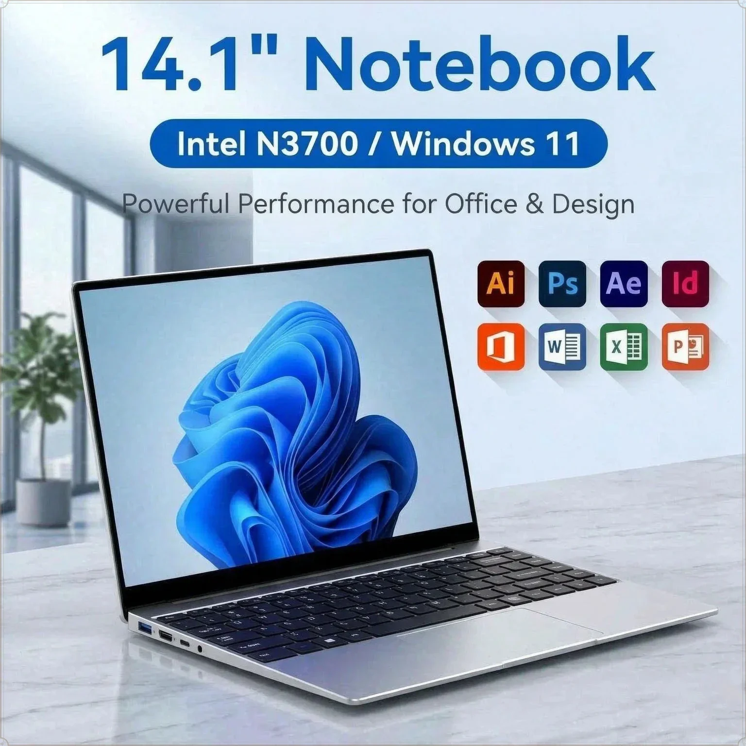 Pentium Intel N3700 Laptop Windows 11 14.1INCH Computer 16GB RAM 512GB SSD Notebook PC Portable Laptops Office Study