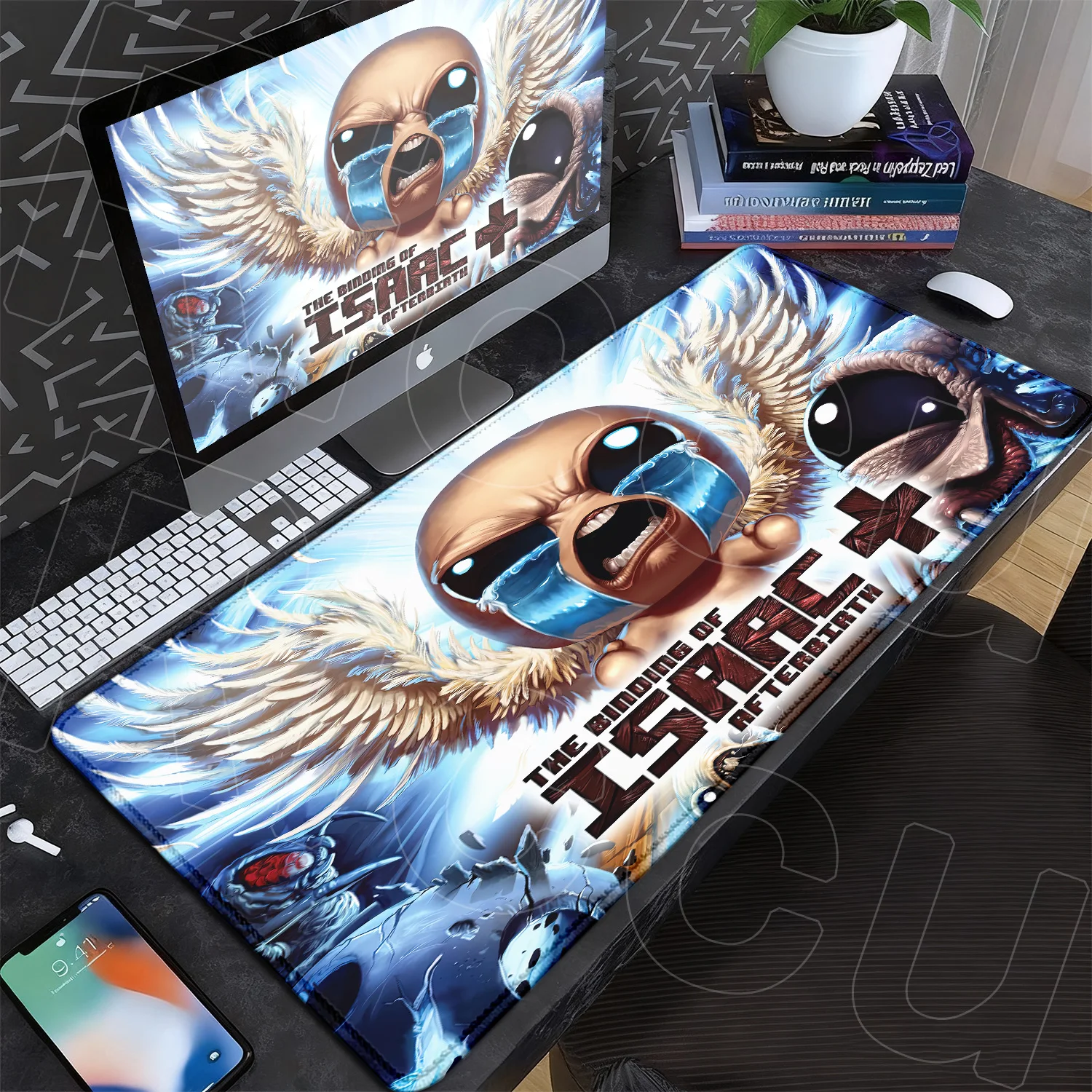 90x45cm Natural Rubber Mouse Pad Non-slip Soft Laptop Desk Mat 80x35cm Gaming The Binding of Isaac Carpet PC Custom New Keyboard