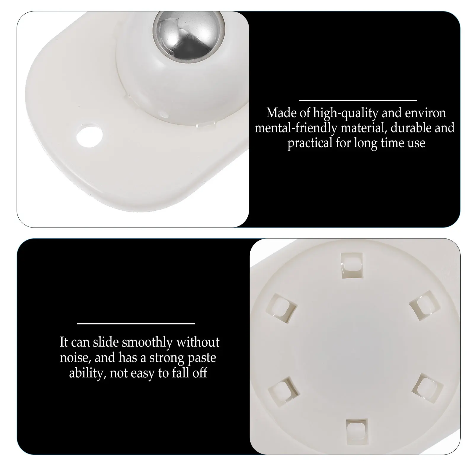 8Pcs Adhesive Storage Box Caster Wheels Universal Smooth Rolling Sticky Casters for Trash Can Storage Rack Bottom Mounting