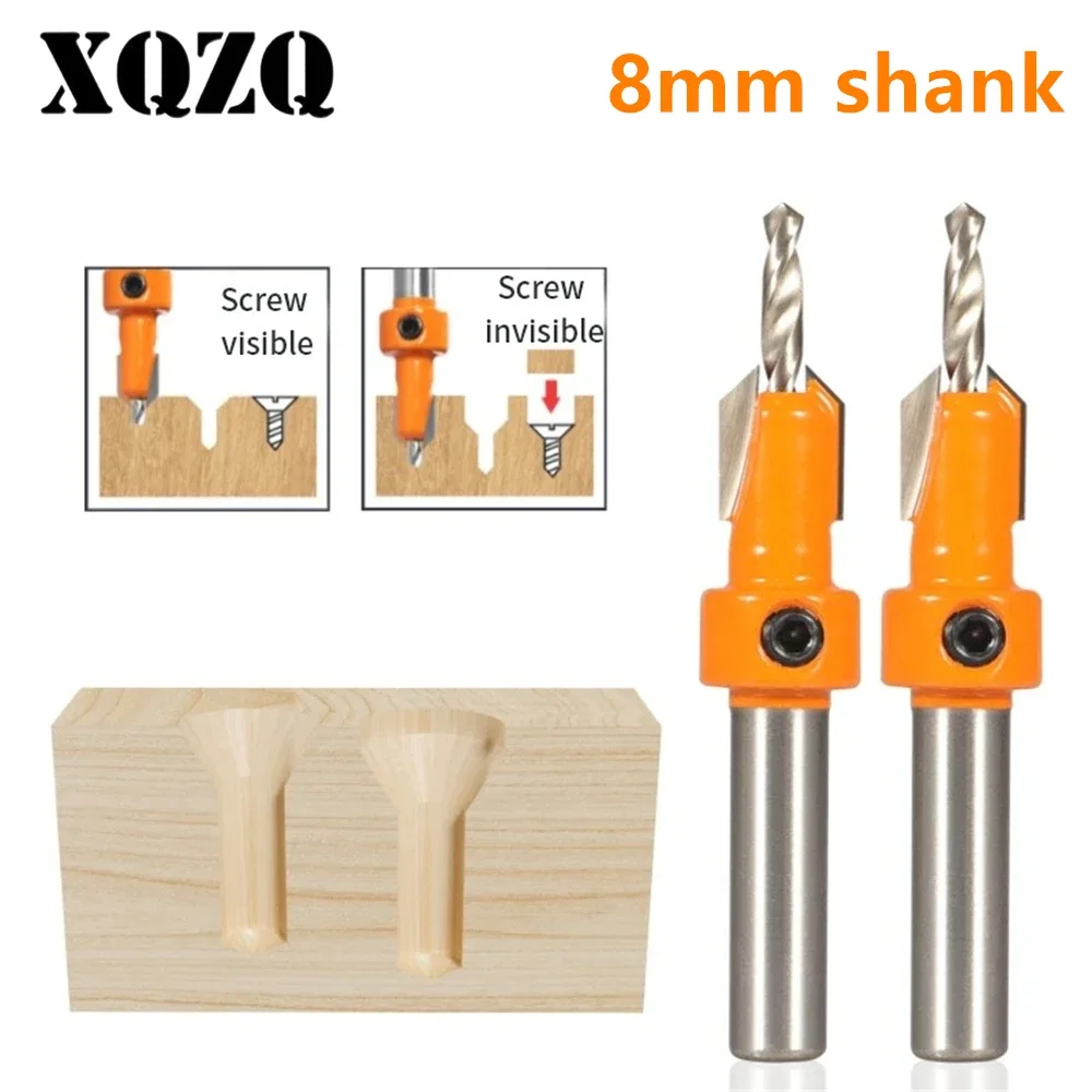 8mm Shank Hss Countersink Router Bit Screw Extractor Woodworking Milling Cutter for Wood