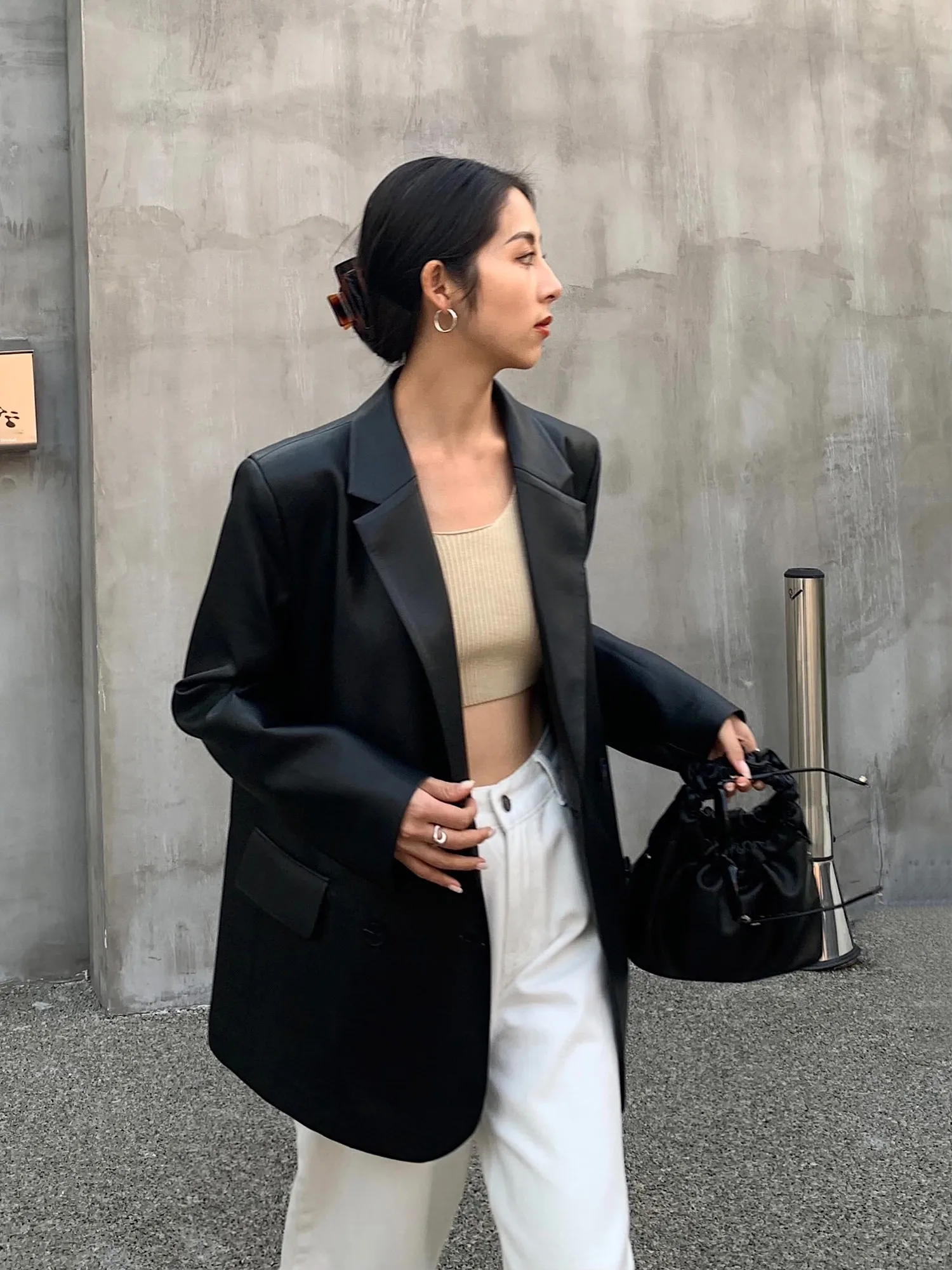 

Женская свободная повседневная куртка NEVA HU из искусственной кожи, модная верхняя одежда, коллекция «Весенний шик»