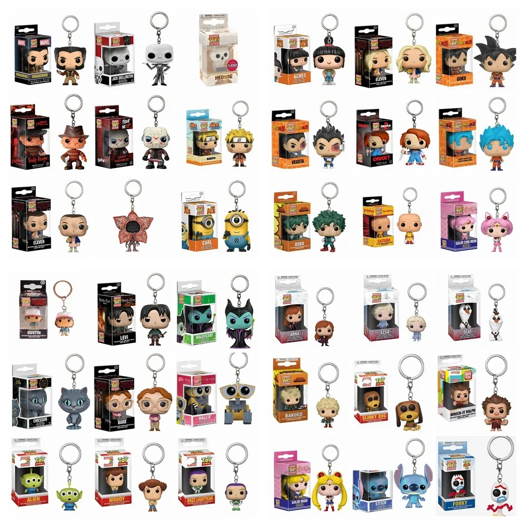 FUNKO POP Frozen Keychain Toy Story Wall-E Stranger Dragon Ball Naruto One Piece Action Figure Toy L02 Kids Gifts