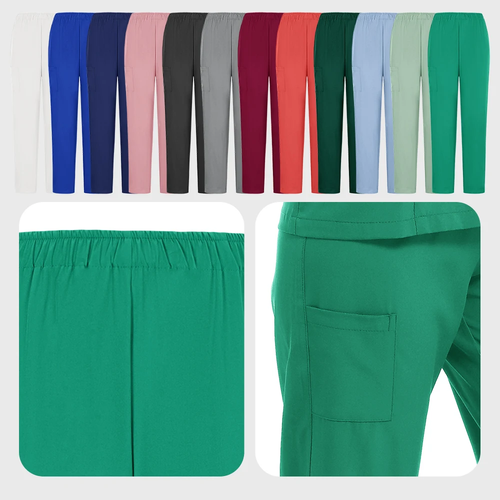 スクラブユニフォームセット医療看護手術スクラブユニフォーム半袖トップス+パンツ通気性弾性作業服卸売