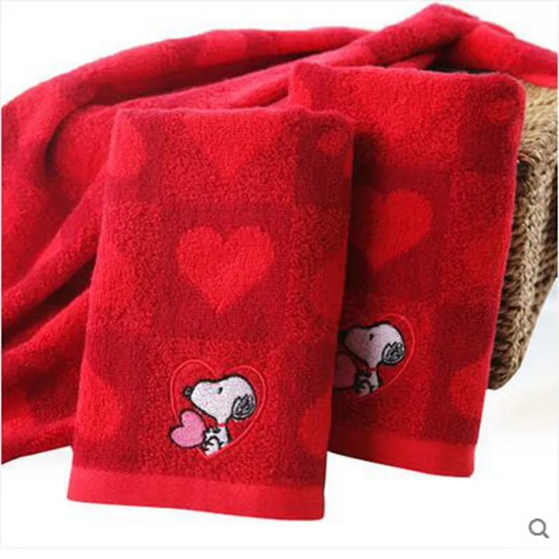74x34 سنتيمتر سنوبي منشفة قطن الصين منشفة حمراء الكبار الأطفال اليد المطرزة الفاخرة اليد الوجه الحمام منشفة لينة مريحة