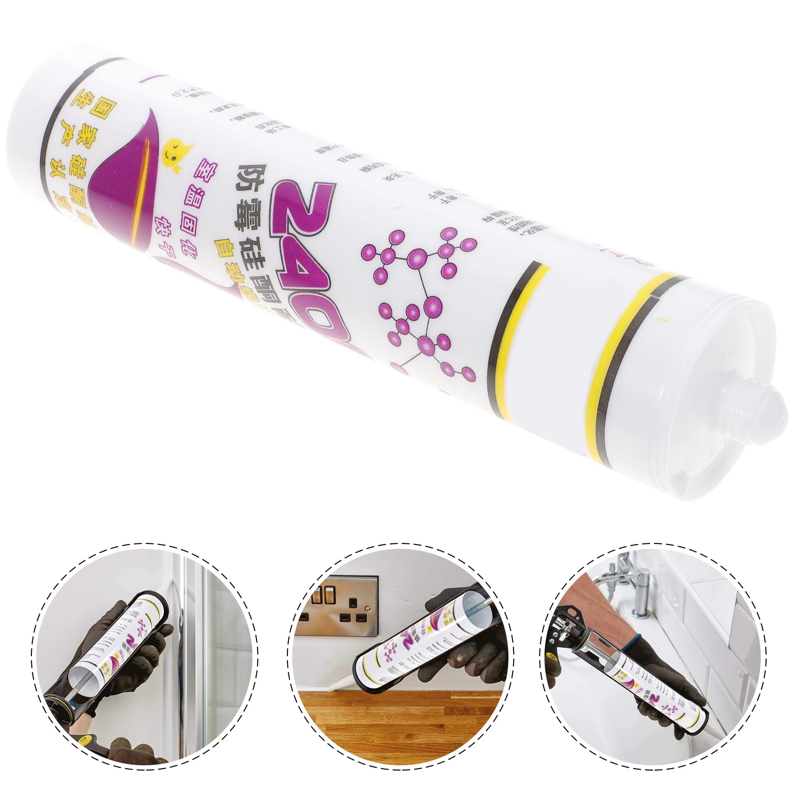 

280Ml Silicone Sealant Waterproof Caulk For Bathroom Gap Filler Transparent After Curing Spiral Leakproof Packaging Portable
