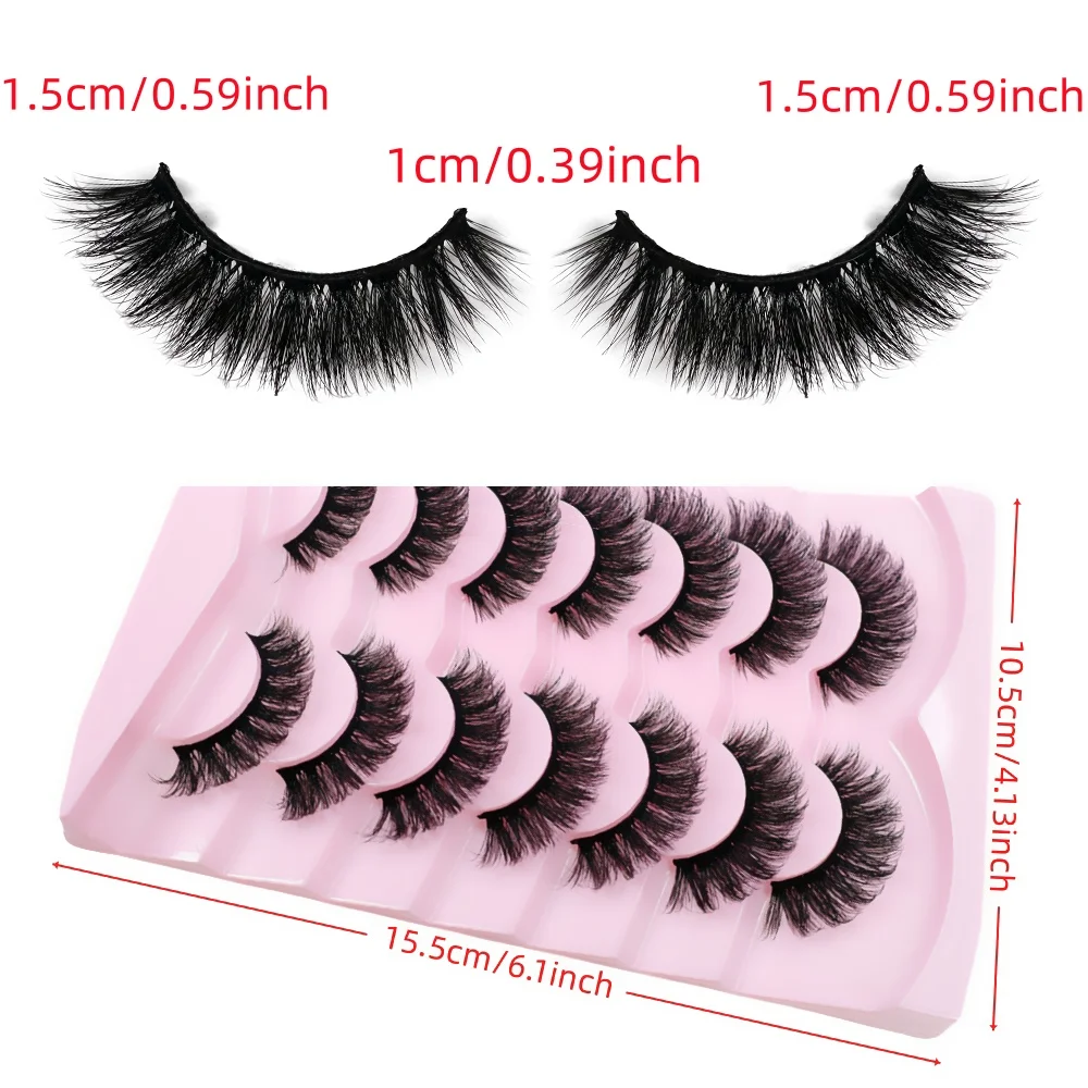 7 pairs of luxurious eyelashes - natural thickening effect, super thick C-roll eyelashes, 10-15 millimeters handmade cat eye sty