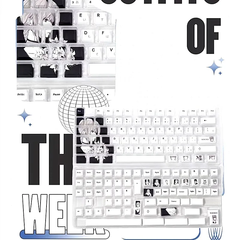 

Makima Flower Side Engraved Translucent Keycap Double-composted PBT Five-sided Thermal Sublimation Adapter MachineryChainsaw Man