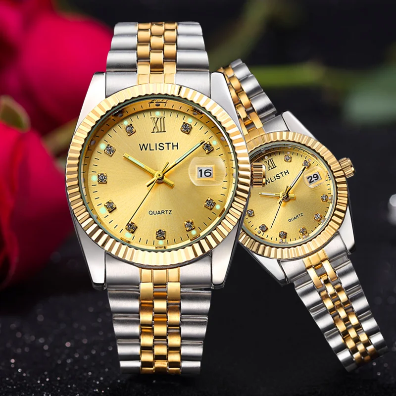Relógio de pulso feminino clássico relógio de quartzo feminino elegante relógio de casal de luxo à prova dwaterproof água data relógio masculino esportes relógios presente