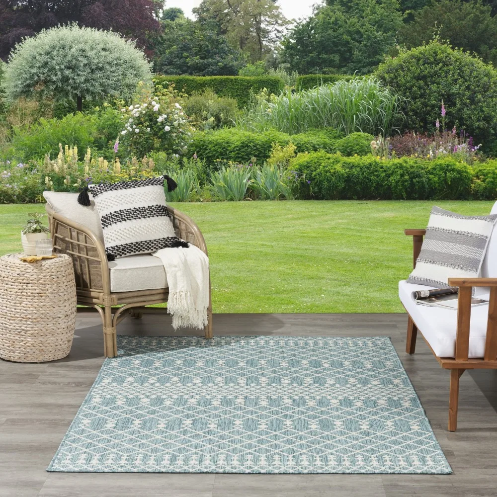 Nourison Positano Indoor/Outdoor Aqua 4' x 6' Area Rug (4x6)