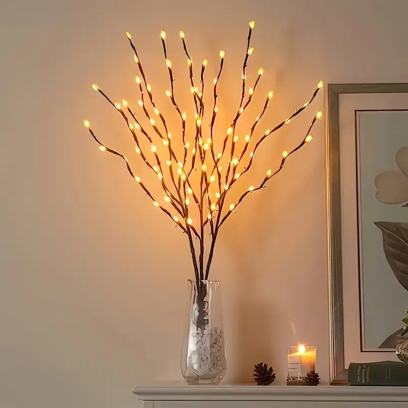 20LED Tree Branch Fairy Lights Battery-Powered Warm White Colorful Decoration Lights for Home Wedding Party Holiday Decor