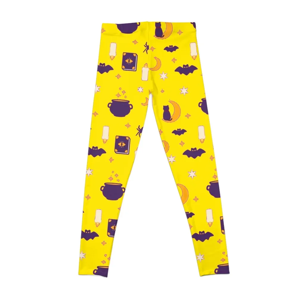 Halloween Witches Yellow Pattern Leggings gym clothing jogging pants sportswear for gym Womens Leggings