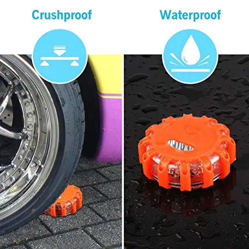 

4pcs Orange LED Emergency Warning Lights With Magnetic Base, Hook, And Pouch For Car, Boat, Roadside Safety