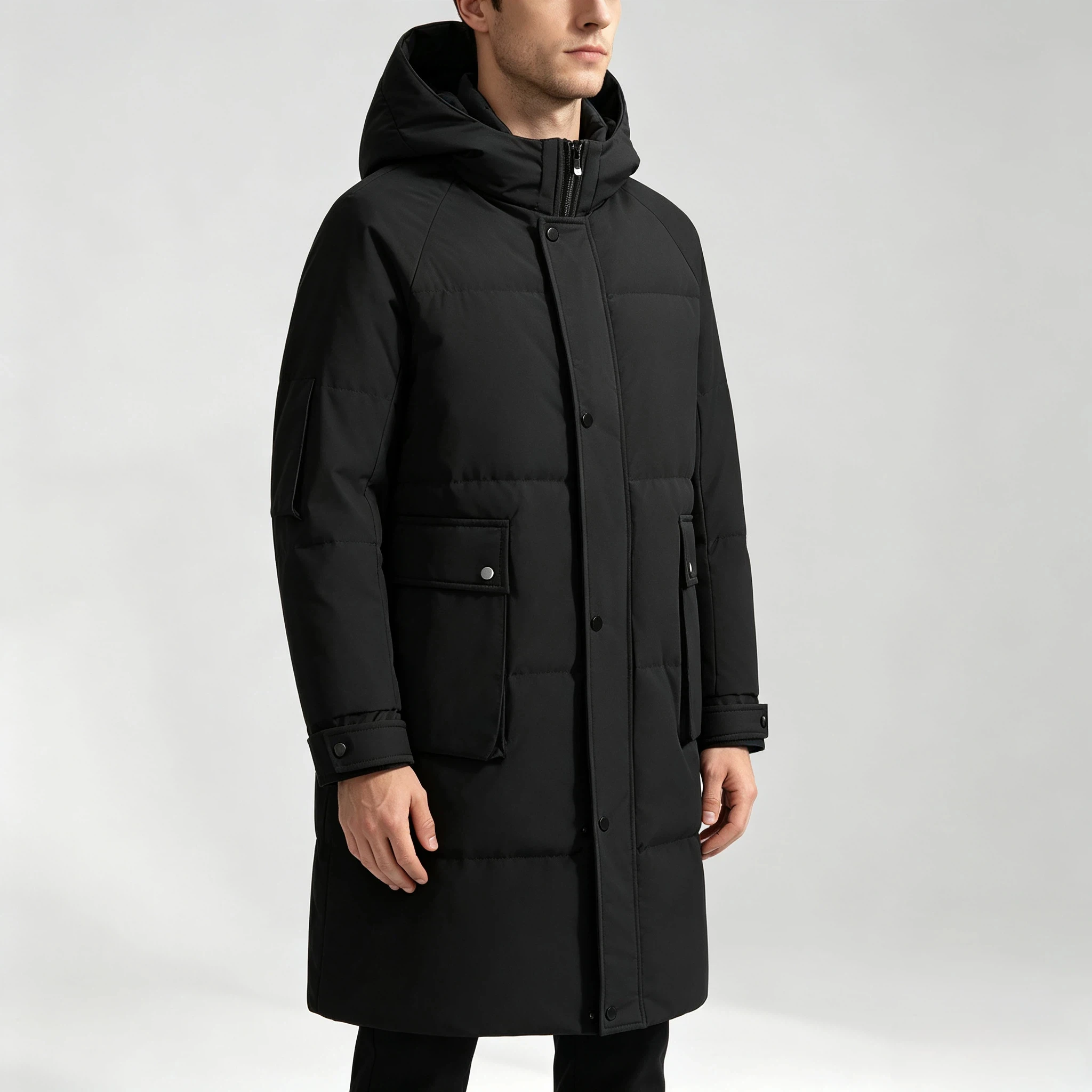 New Men Long Down Jacket Winter Hooded Thicken Warm Youth Coat Outdoor Parka Mens Puffer Jacket Casual for Hiking