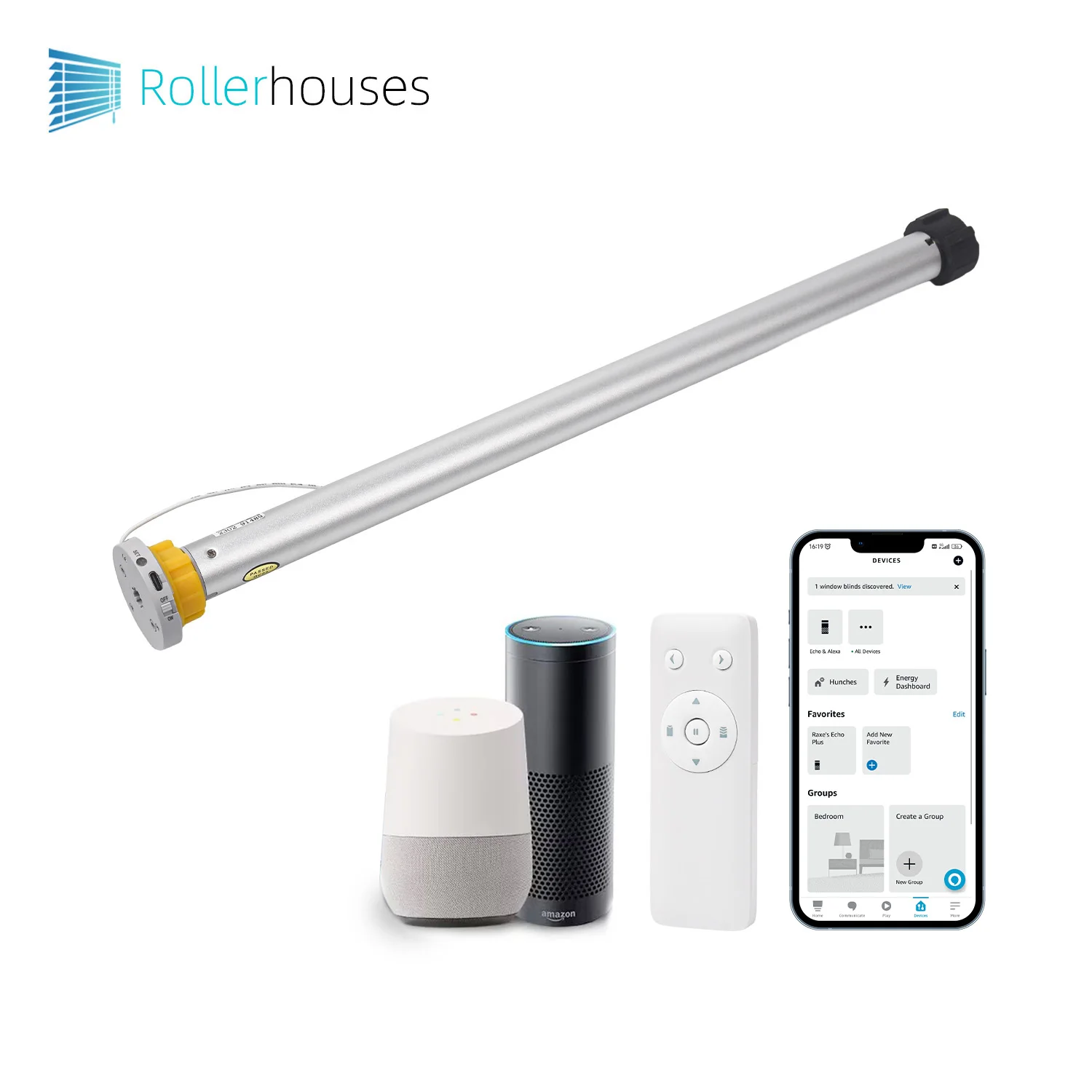 

ZigBee Smart DIY Motorized Roller Blinds/Shades Blinds Motor, Works with Alexa Google Home for 38/45mm Roller Shade Tube