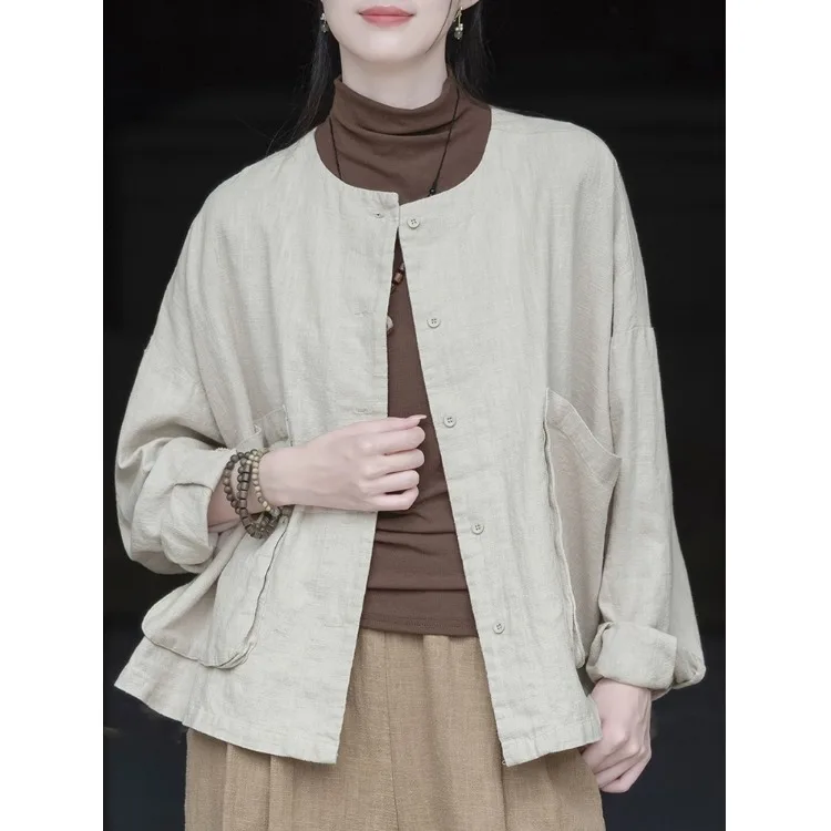 الرجعية Waed القطن الكتان irt المرأة ربيع الخريف فضفاضة تناسب تنوعا ملابس خارجية وصول جديد Faionable تخفيف Sle #1