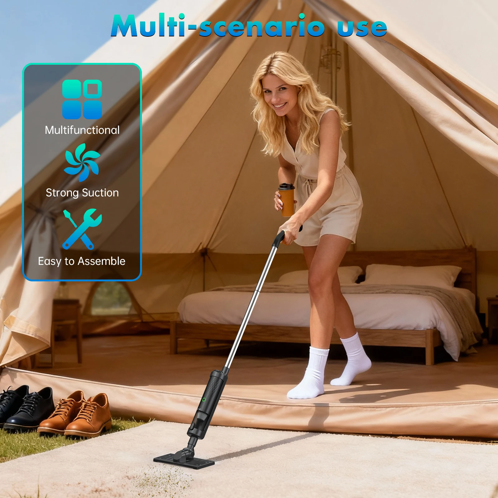 OMESER Multi-functional Outdoor Handheld Cordless Vacuum Cleaner High Suction Home Power Removable Dust Cup Efficiently Cleaning
