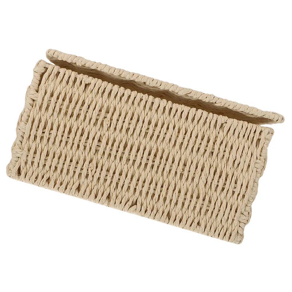 

1pc Storage Basket Woven Baskets Paper Rope Household Kitchen Organizer Tray Sundries Holder Bedroom Bathroom Practical