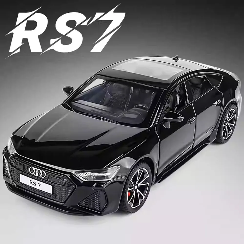

1:32 Alloy Diecast RS7 A6L Toys Cars Models Wheel Steering Light Music Vehicles 6 Doors Opened Miniature Car Toddler Kids Gifts