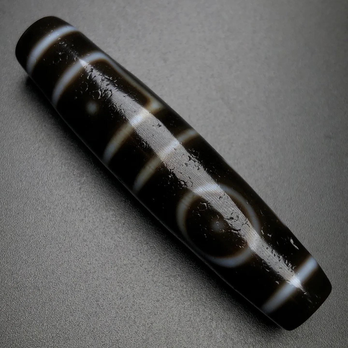 Rare Tibetan Buddhism Agate Heaven Earth Dzi Bead Amulet Necklace Pendant G4693