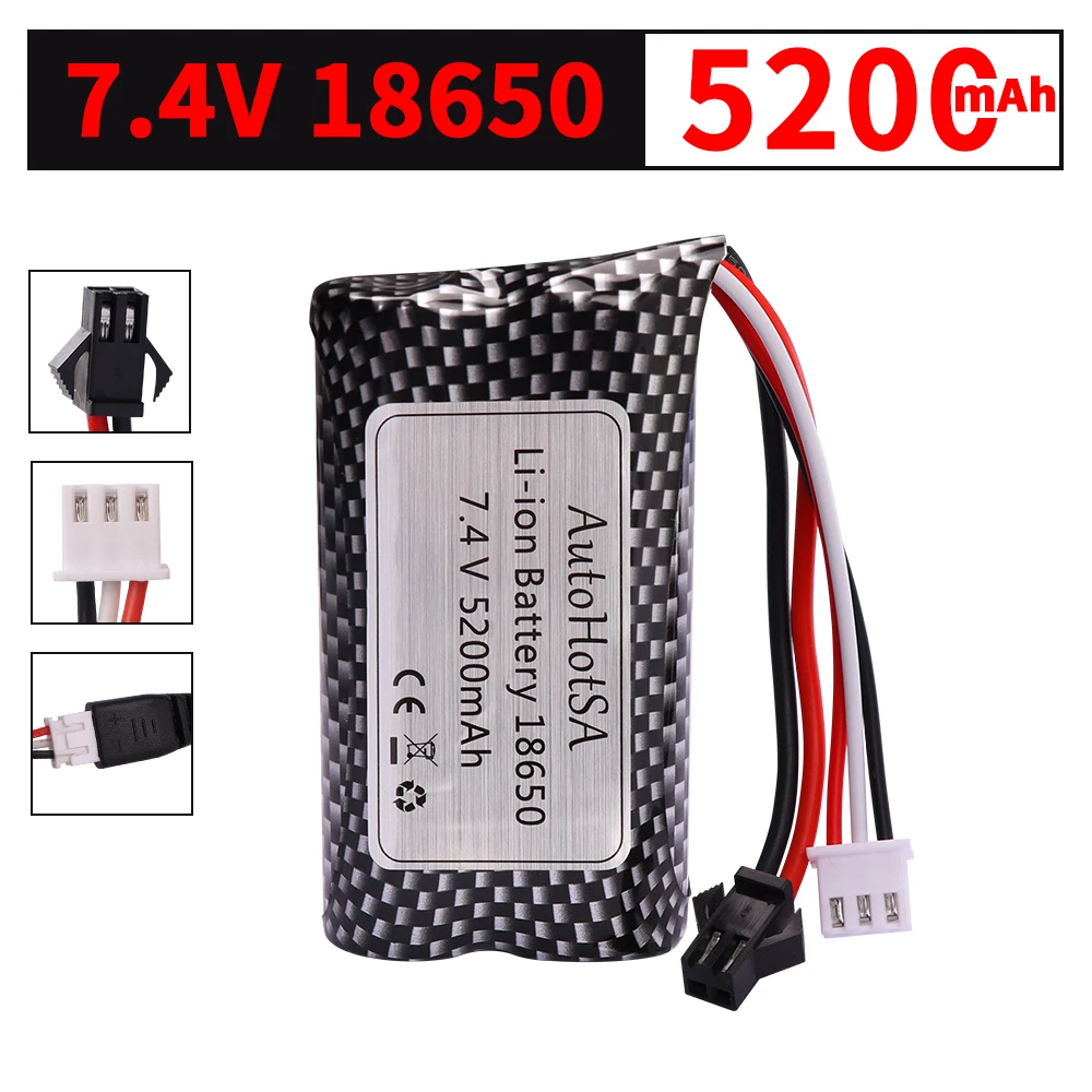 18650 batteria 7.4V 5200Mah batteria agli ioni di litio per MJX T40 T40C F39 F49 T39 RC parti di elicottero RC auto 2S per Wltoys 10428 12428 MN99