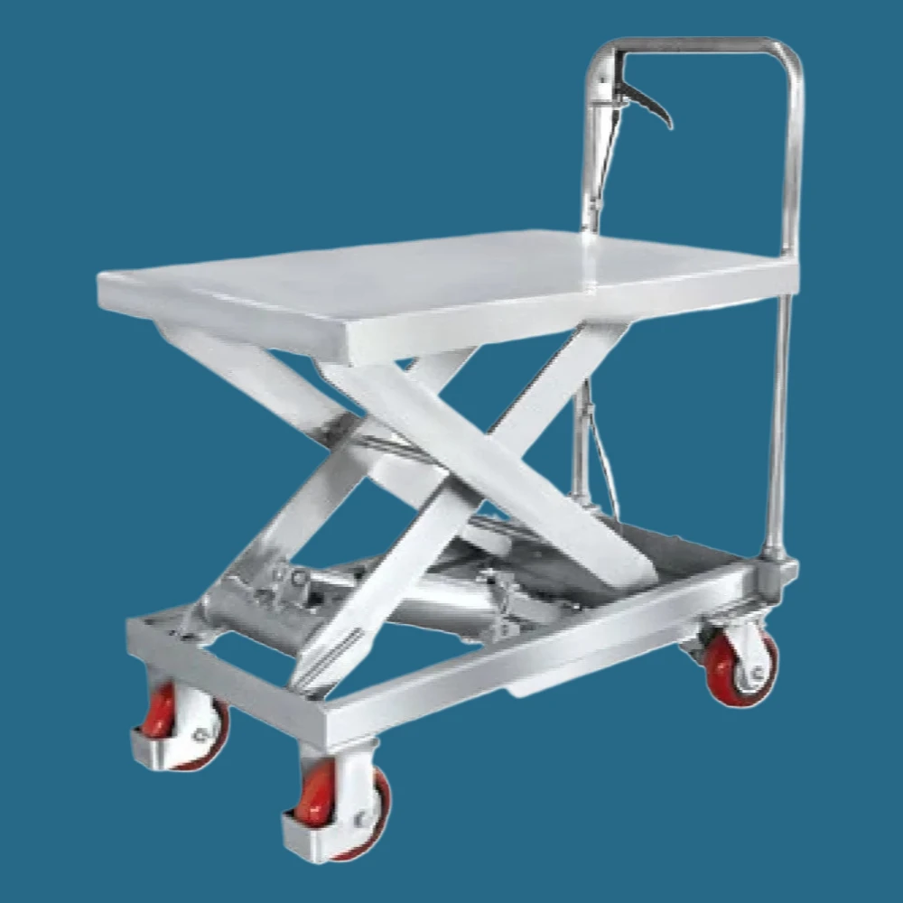 

SUS304 all stainless steel electric flat lift truck hydraulic lift hand push handling platform truck