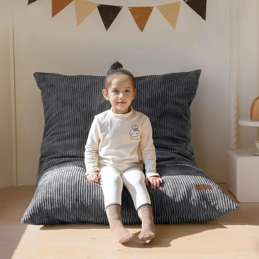 

3 in 1 Kids Bean Bag Chair Bed, Convertible Chair Folds from Bean Bag to Lounger, Child Floor Sofa for Gaming, Reading, Floor Ma