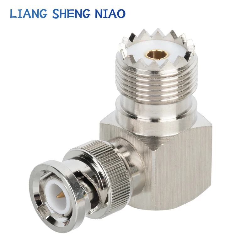 1pcs UHF SO239 PL259 TO BNC Connector BNC Male Jack To UHF bending Female Plug SL16 RF Coax Connector Straight Adapter 90 degree