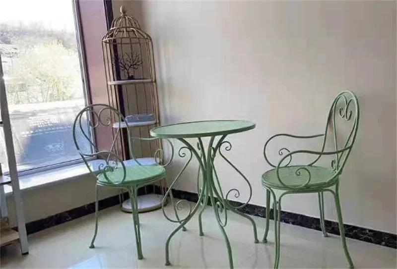 European Retro Iron Garden Furniture Sets, pátio ao ar livre, varanda mesa e cadeira Set, Cafe Dining Table e cadeiras, Z