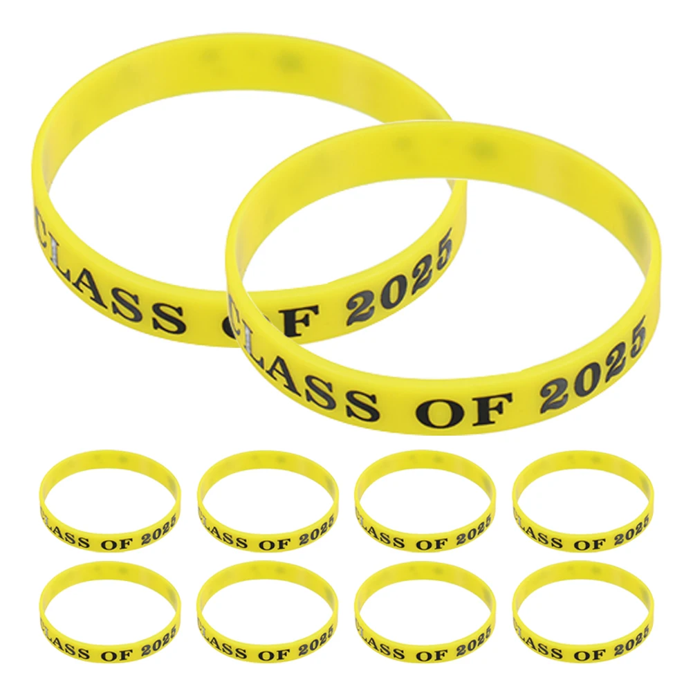 

10 pcs Graduation Party Wristbands Silicone Bracelets Rubber Bands Class of 2025 Event Favors Keepsake Gifts Students Teachers