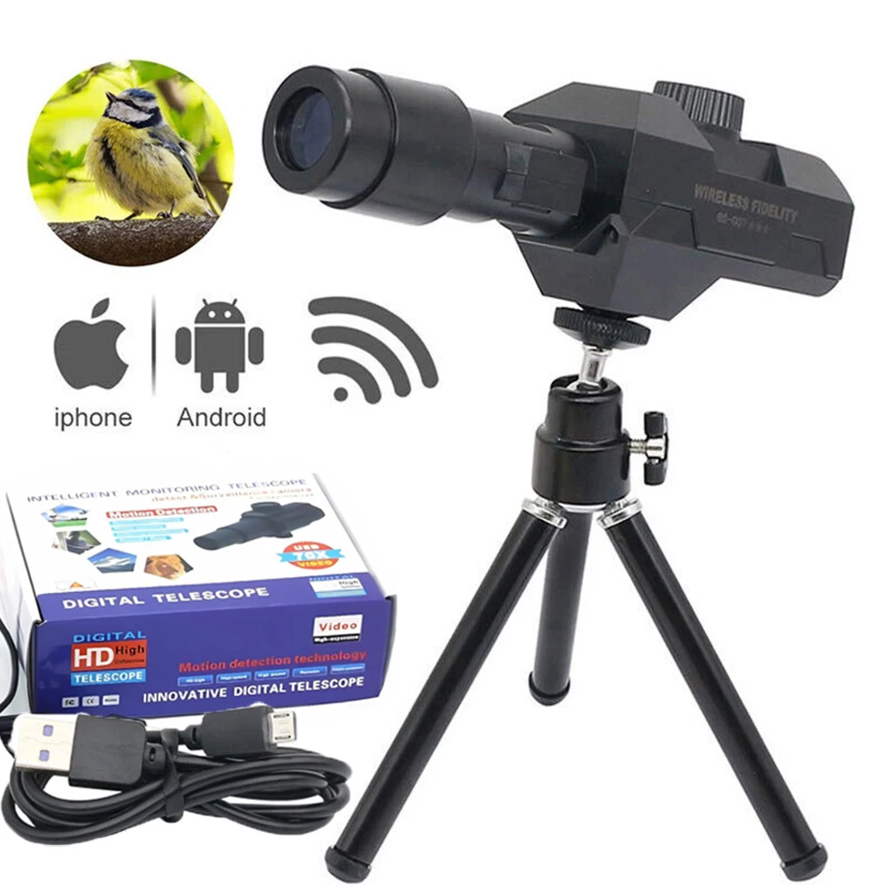 WiFi Digital Telescope 70X Large Aperture Objective Lens 2MP Photos Videos Mobile-detective Crosshairs Positioning Monocular