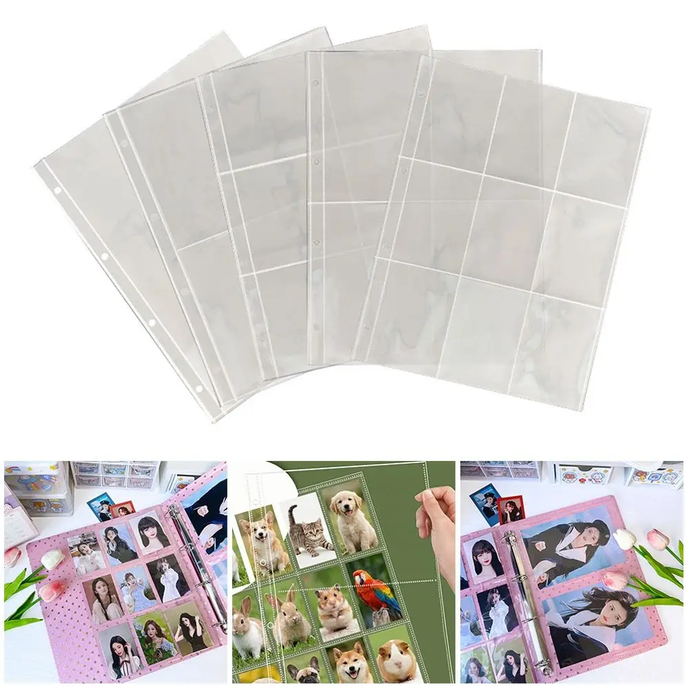 10Pcs Multiple Pockets Clear Sheets Sleeve 4 Hole 4 Ring Binder A4 Kpop Photocard Binder DIY Photo Album Sleeves