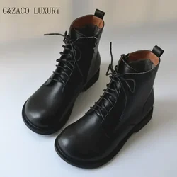 Winter Nose Boots Women Natural Leather Sheepskin Fur Short Boots Real Wool Snow Boots Cowskin Women's Big Nose Shoes