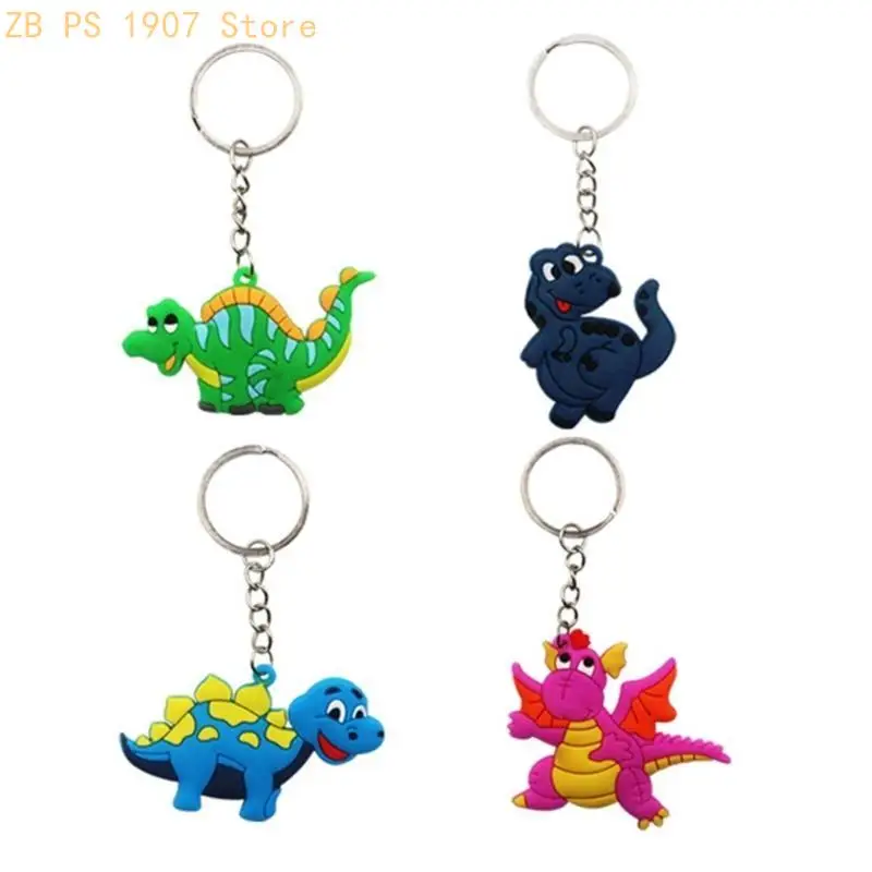 12Pcs PVC Dinosaur Keychains Dinosaur Bracelet Pendant Chain Dinosaur Birthday Party Gifts Bag Fillers Supplies 55KA