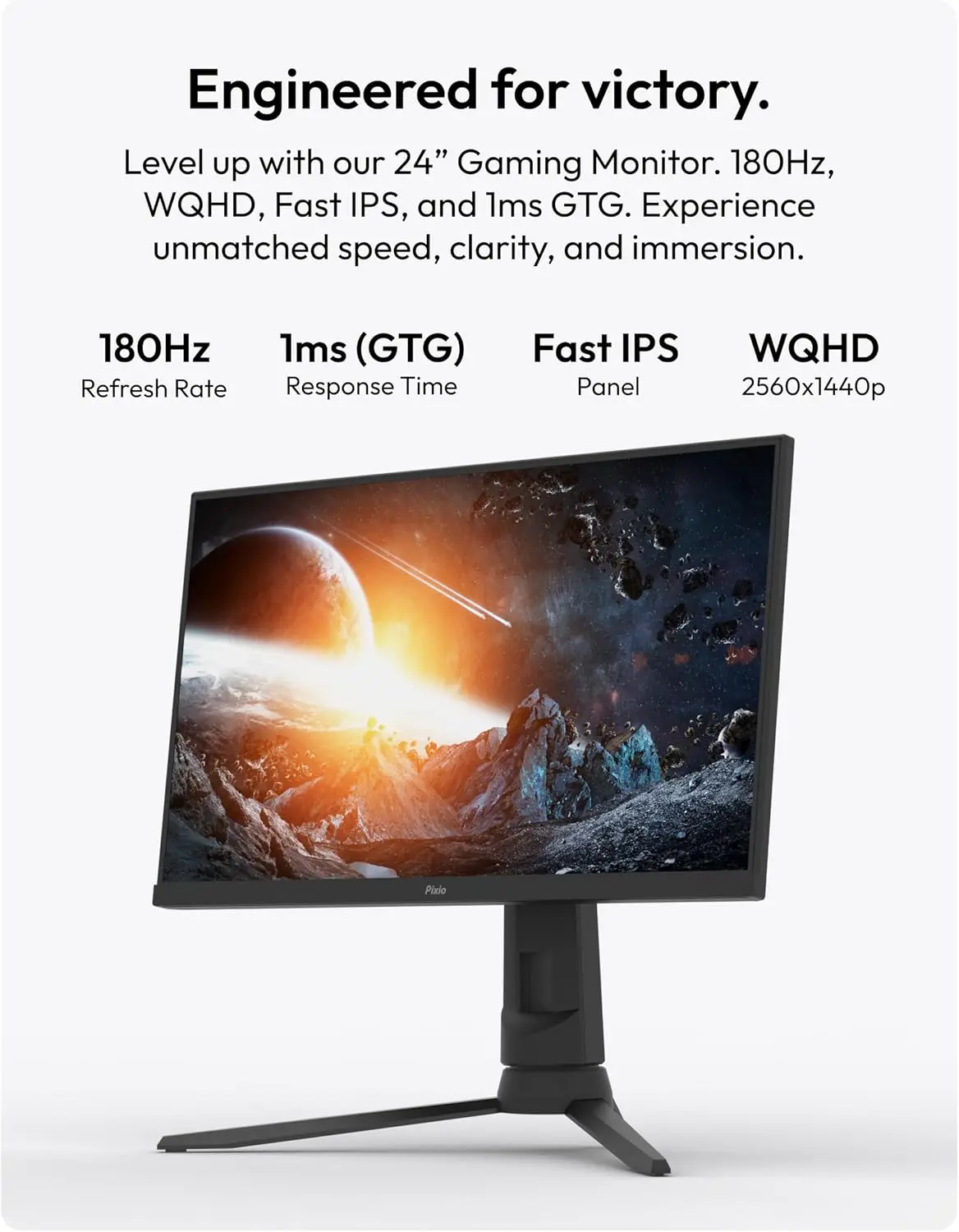 PX24Q PRO 24 inch 180Hz Refresh Rate QHD 1440p Resolution Fast IPS Panel 1ms GTG Response Time Gaming Monitor