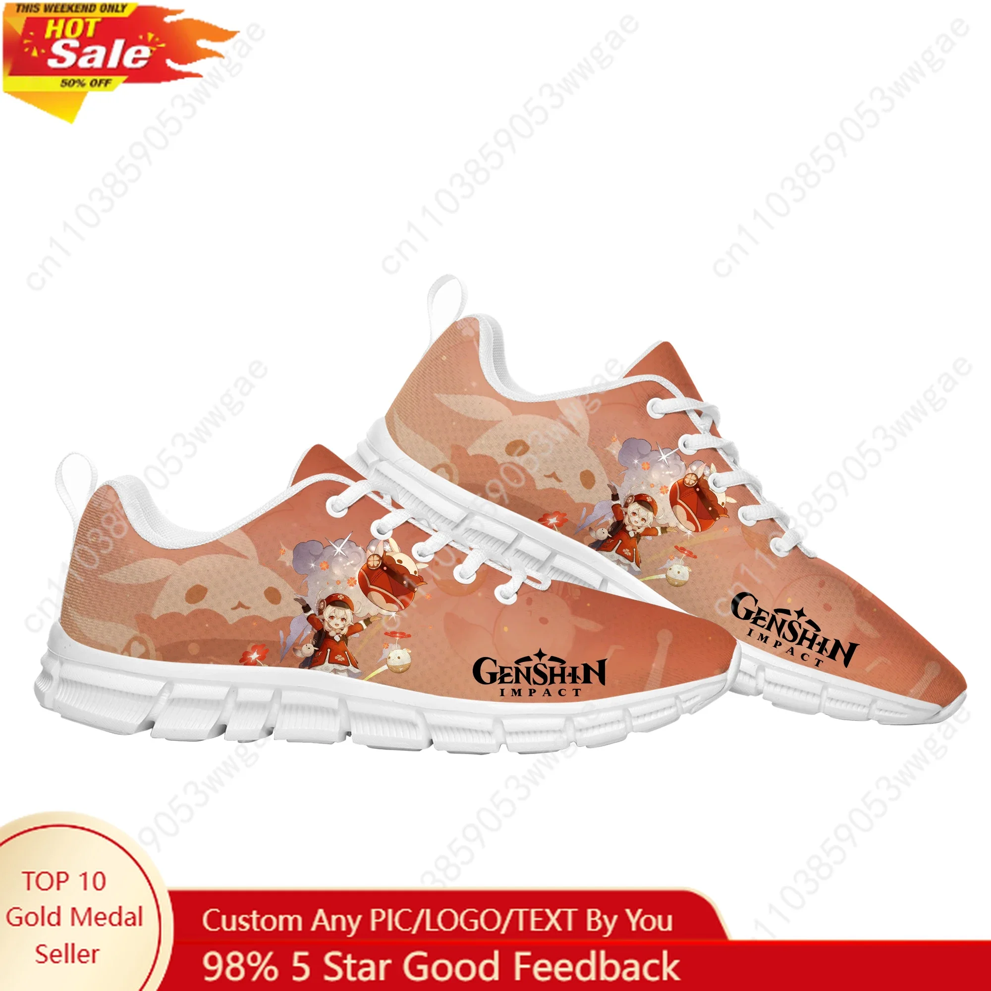 Genshin Klee Sneakers Mens Womens Teenagers Personalized Sports Shoes Casual Comfortable High Quality Durable Customized Shoes