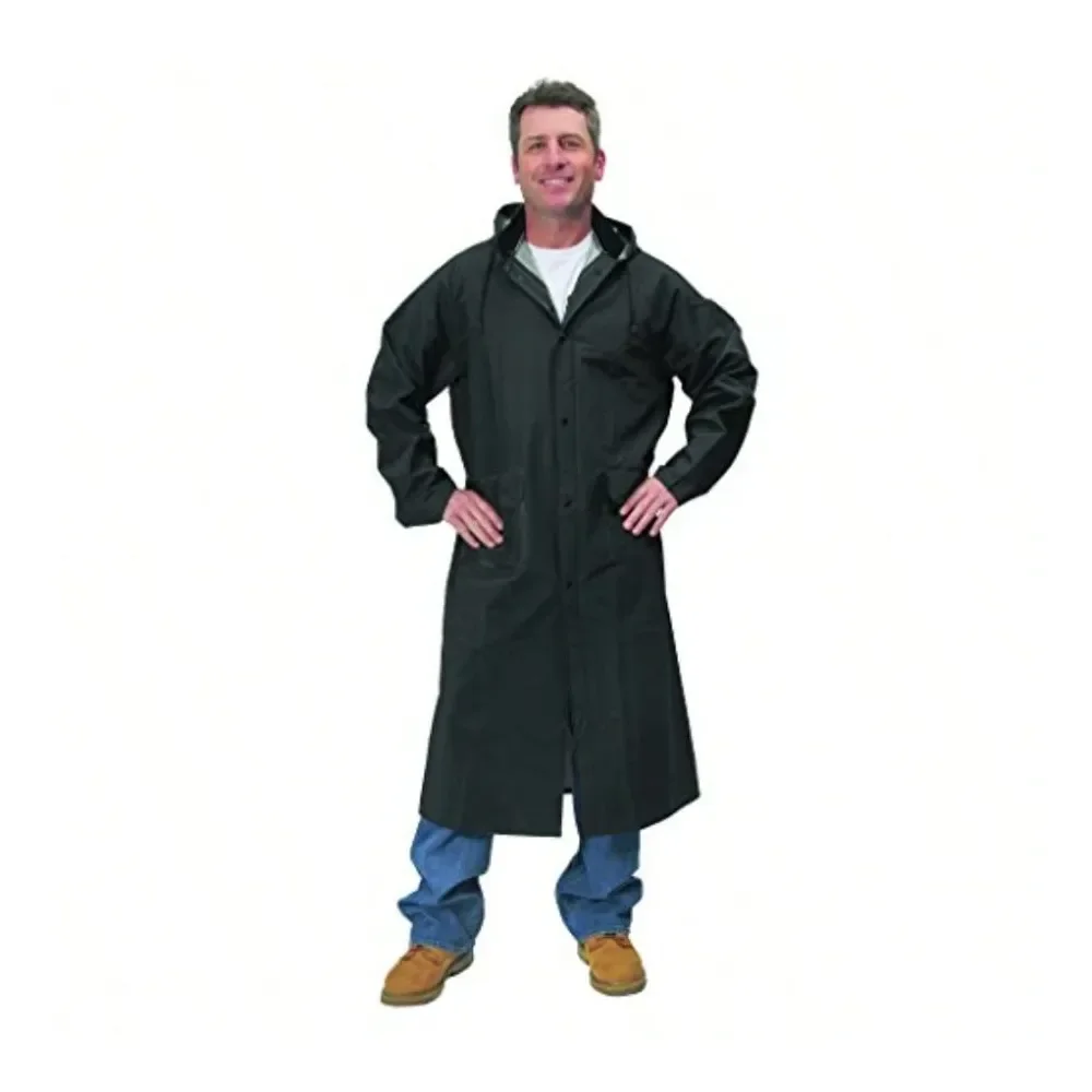 

7970MBK Repel Rainwear 0.35mm PVC Polyester Raincoat 48 Inch Black Medium