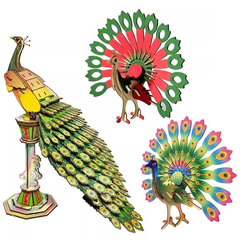Модель павлина, 3D деревянная головоломка, строительная игрушка, деревянное животное, птица, сборка, строительный комплект из дерева, подарок другу для мальчиков и девочек