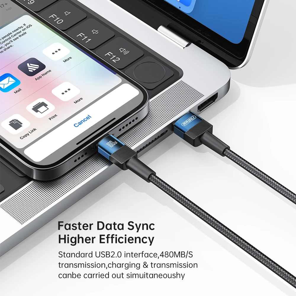 NNBILI 2 حزمة 6A 100 واط USB إلى نوع C كابل لهواوي Xiaomi شحن سريع شاحن كابل يو اس بي سي شحن سريع لسامسونج الشرف 1 متر