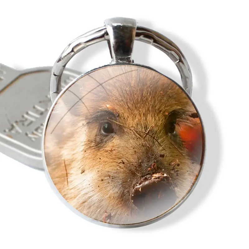 Animal wild boar Keychain Handmade Glass Cabochon Key Ring Holder Pendant Key Chains