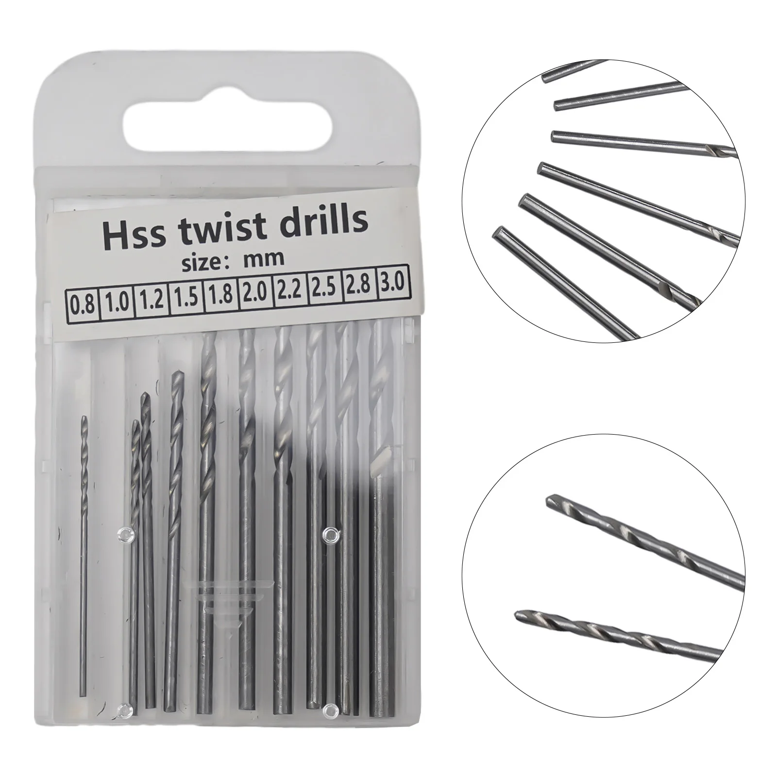 10Pcs 0.8mm-3.0mm Mini Micro Aluminum Hand Drill With Keyless Chuck HSS Drill Bits Woodworking Drilling Rotary Tools