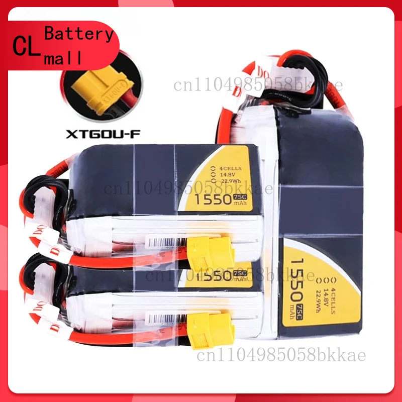

for TATTU 14.8V 1550mAh 75C LiPo Battery With XT60 Plug For RC Helicopter Quadcopter FPV Racing Drone Parts 4S Drones Battery