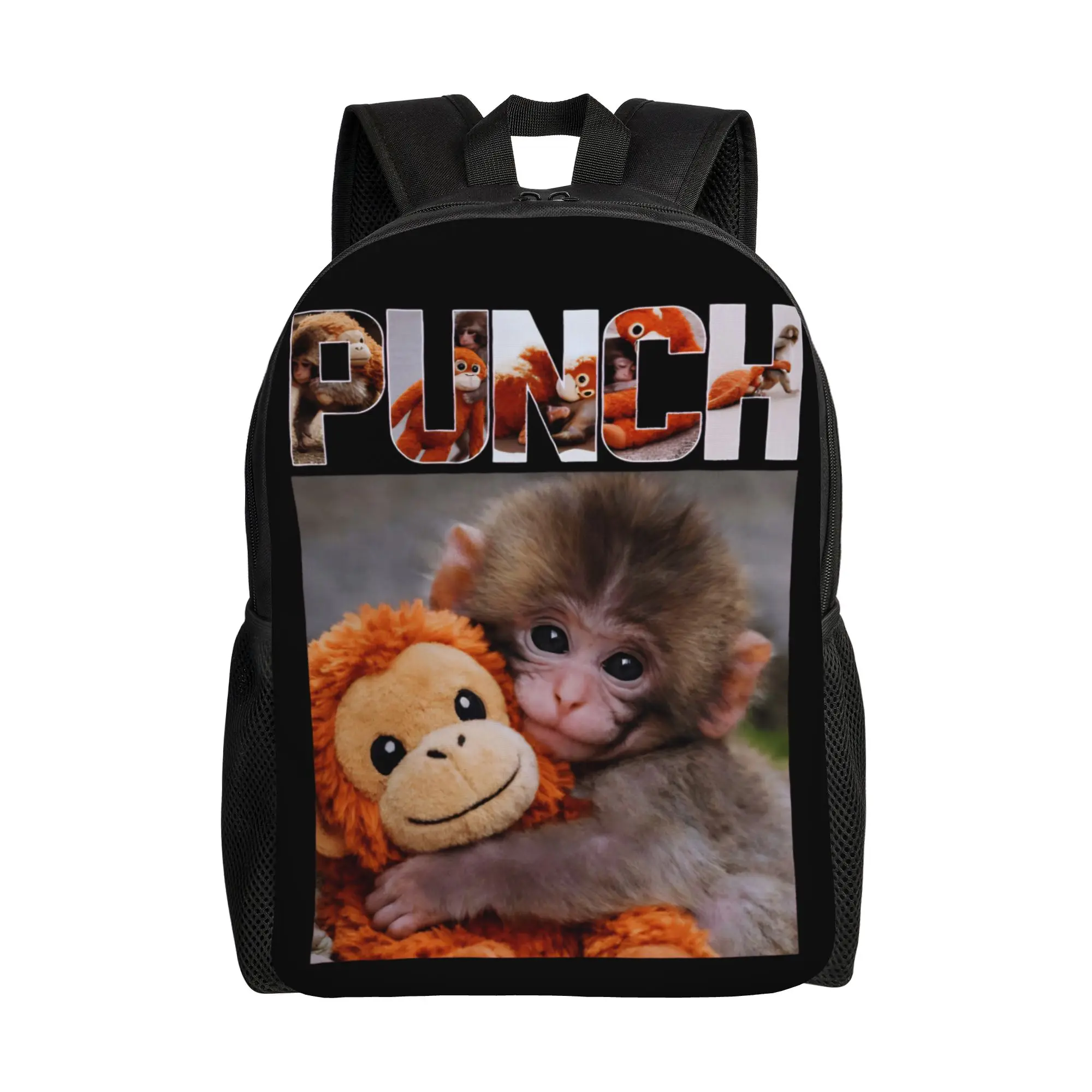 

Punch Monkey Cute Teenage Backpack Outdoor High School Work Daypack for Men Women College Canvas Bags
