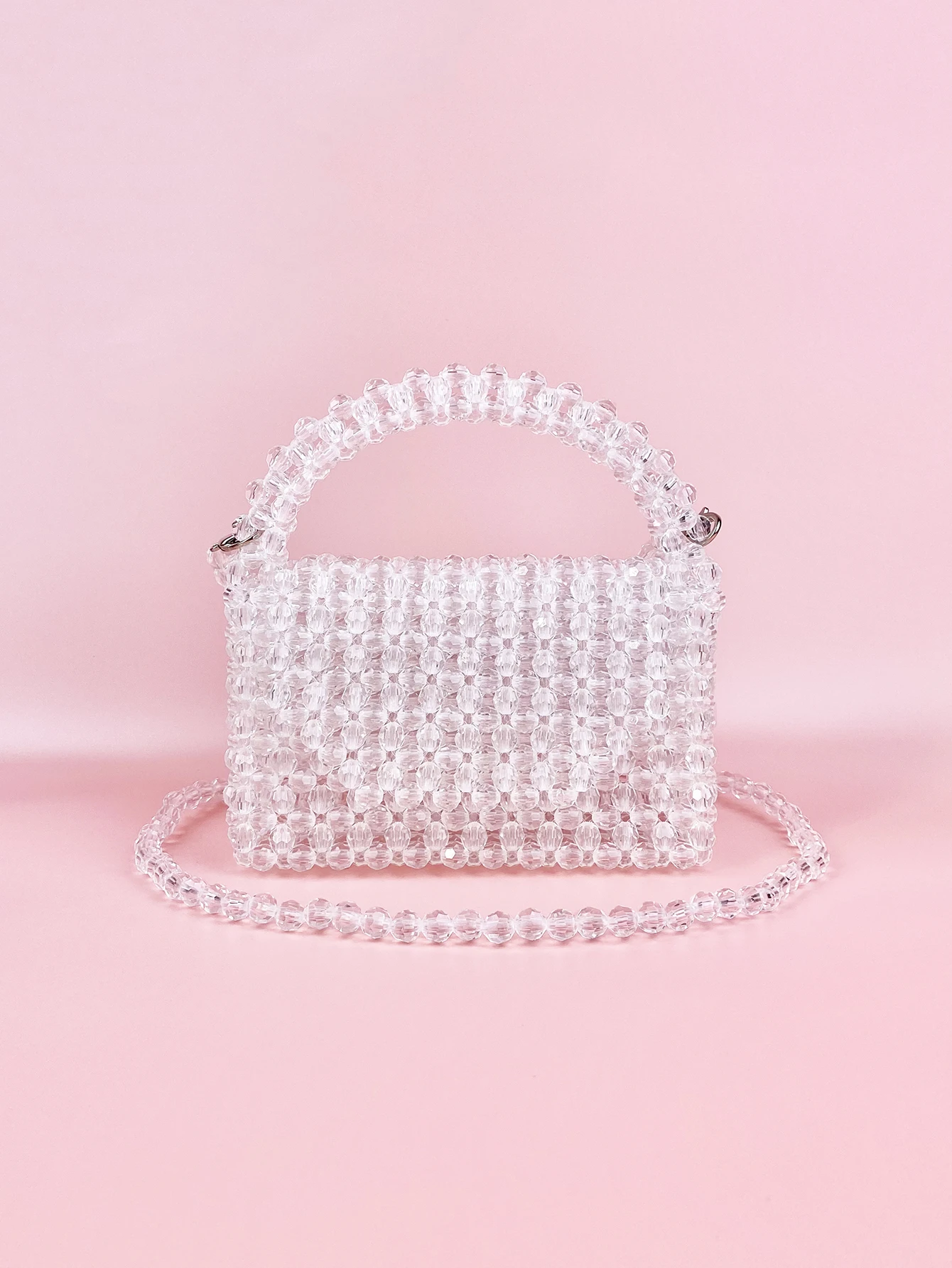 New Handmade Beaded Simple Advanced Handheld One Shoulder Oblique Straddle Bag Small Fresh Beaded Small Bag