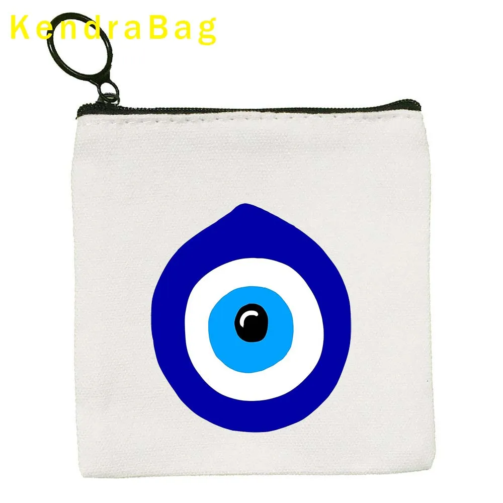 Turkish Mati Blue Evil Eye Protection Mandala Flower Masallah Nazar Canvas Coin Purse Key Case Storage Bags Wallet Zipper Pouch