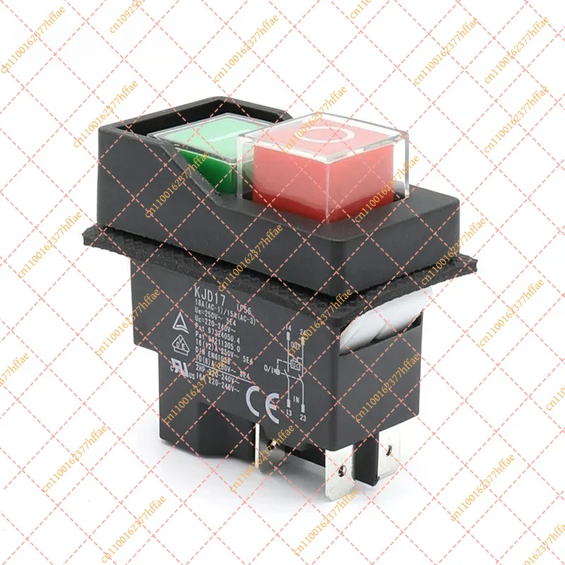 KJD17 Electromagnetic Starter Push Button Switch, IP55 Waterproof Safety Switch AC 250V 16A for Garden Tools