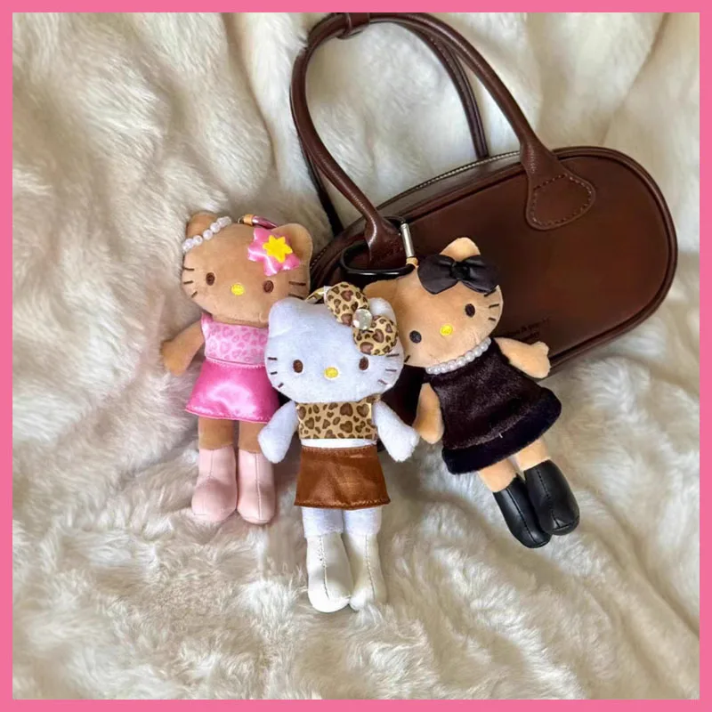 

Kawaii Hello Kitty с леопардовым принтом, длинные ноги, кукла, брелок для ключей, милая черная кожа, Kt Cat, аниме, периферийные устройства, кулон, игрушка, подарки на день рождения